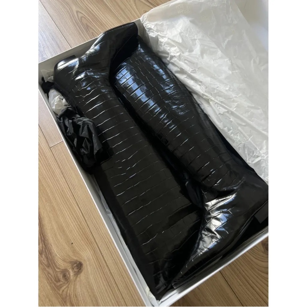 Worn once- Toteme Wellington crocodile over the knee flat boots 36 EU